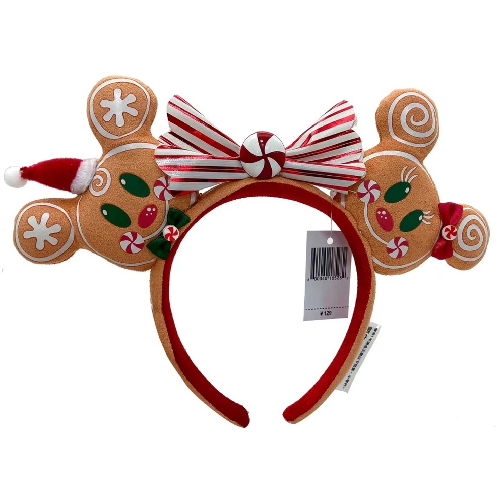 🎄NWT Disney Parks Christmas Gingerbread Holiday Mickey Minnie Ears Headband